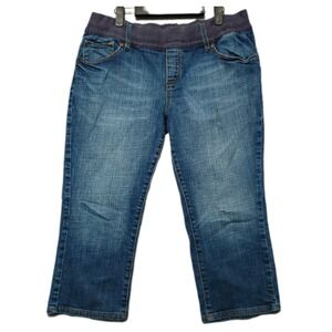 OLD NAVY Maternity Jeans Womens Large Blue Stretch Denim Straight Leg Capri